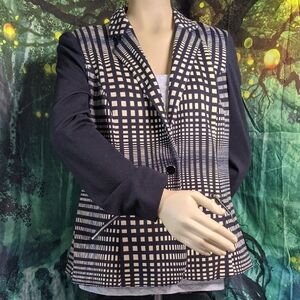 NY Collection Optical Illusion Single Button Blazer With Zippered Pockets